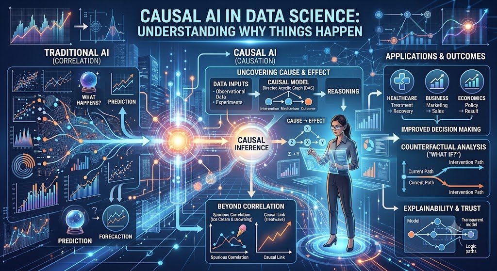 Causal AI in data science showing cause-and-effect relationships
