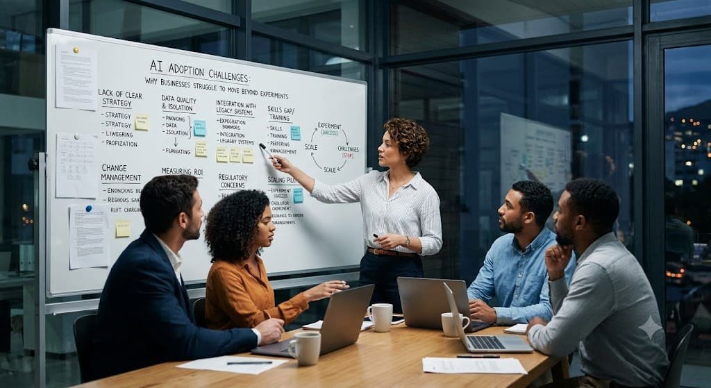 AI adoption challenges businesses face when scaling artificial intelligence projects.