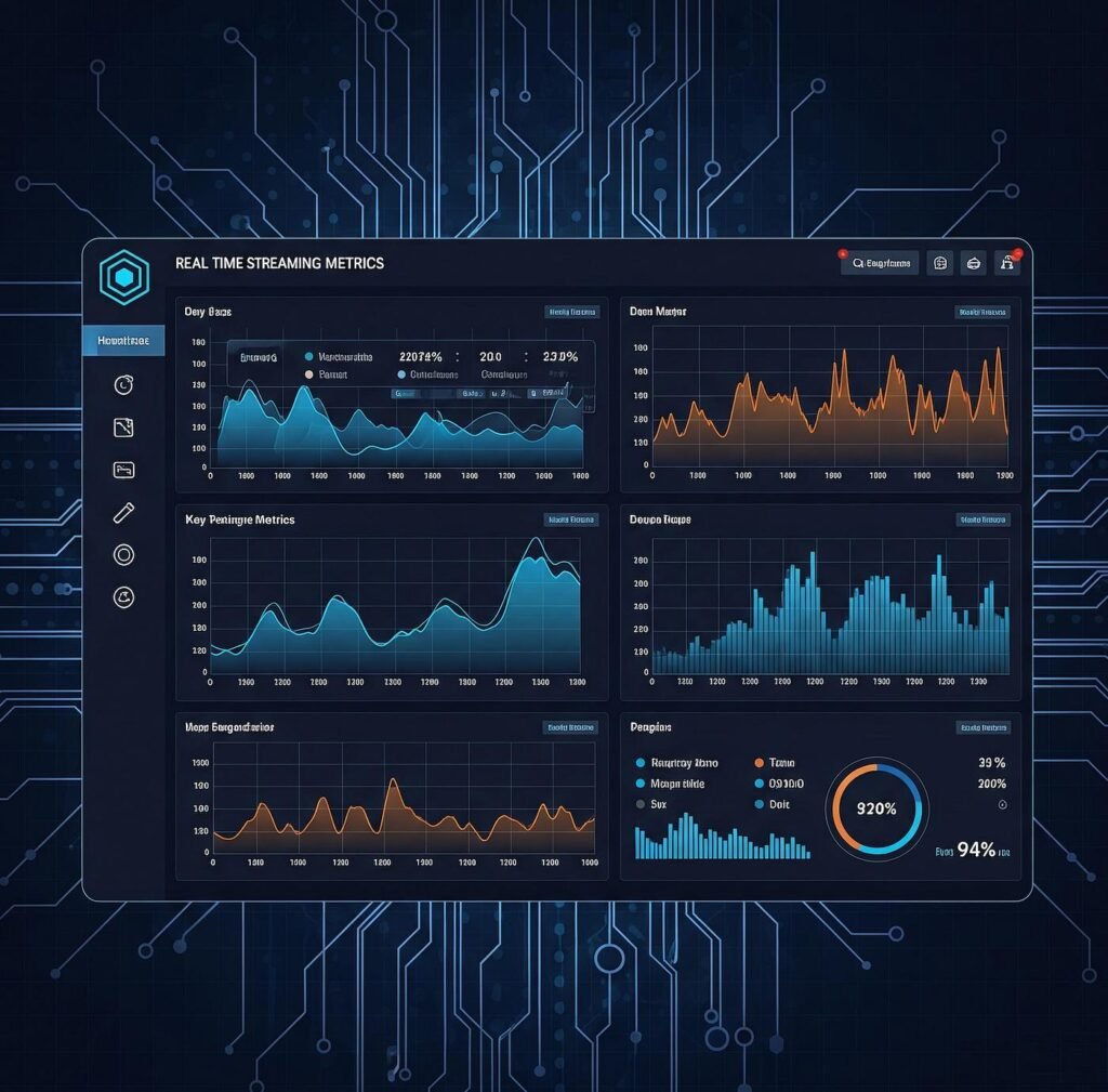 Real-time data analytics dashboard displaying live data and business insights